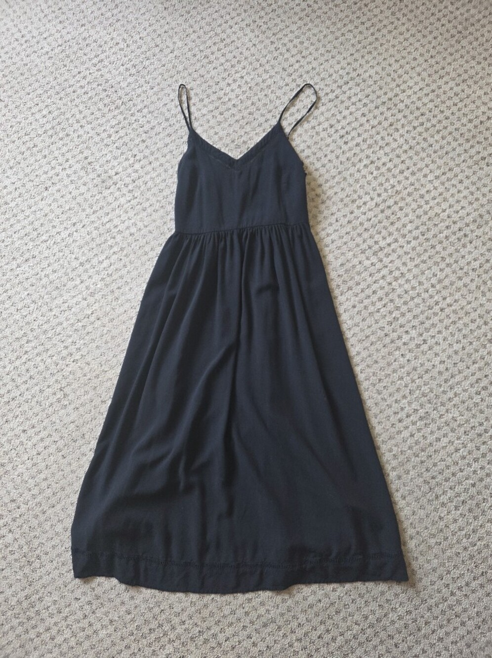 Old Navy Black Rayon Midi Dress with Spaghetti Straps